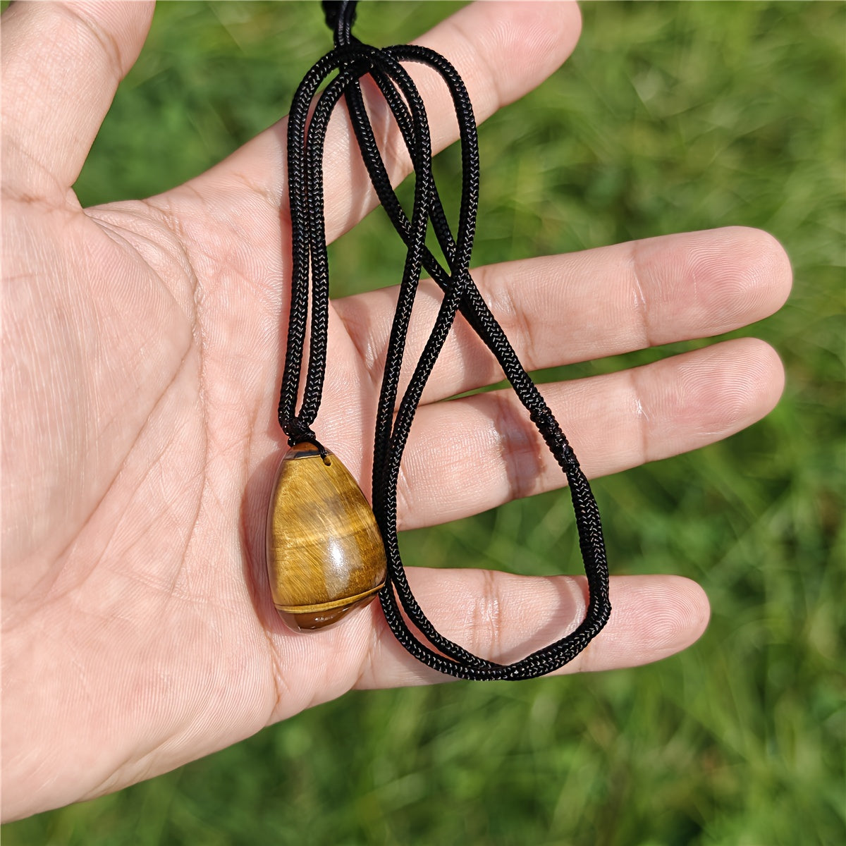 1 colgante de piedra preciosa de ojo de tigre, collar de piedra irregular de cuarzo de roca de estilo informal con cordón ajustable para mujeres y hombres