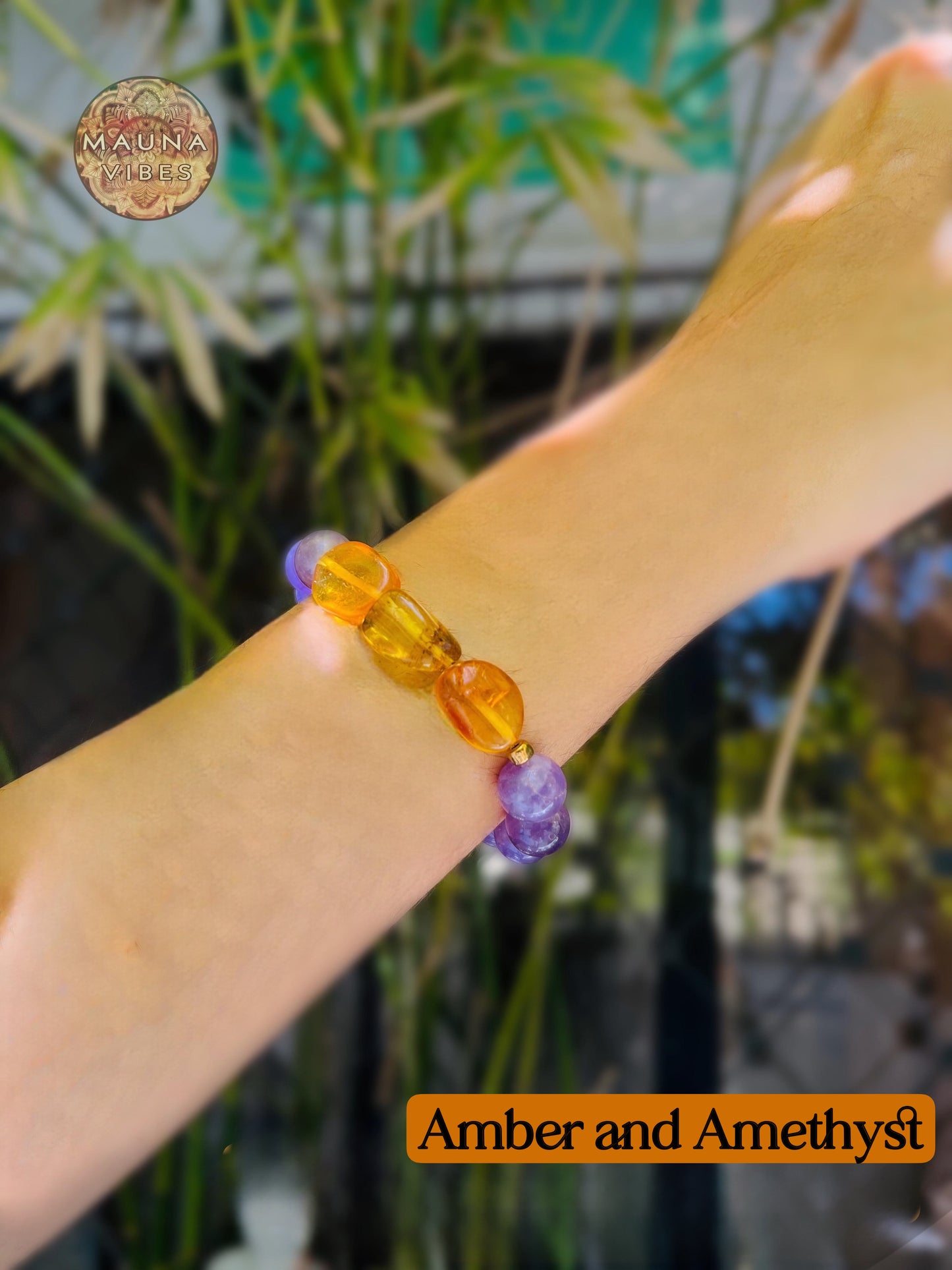 Conjunto de collar, pulsera y pendientes de ámbar y amatista para mujer. Ámbar dominicano y amatista brasileña genuinos de alta calidad. Joyería de alta gama.