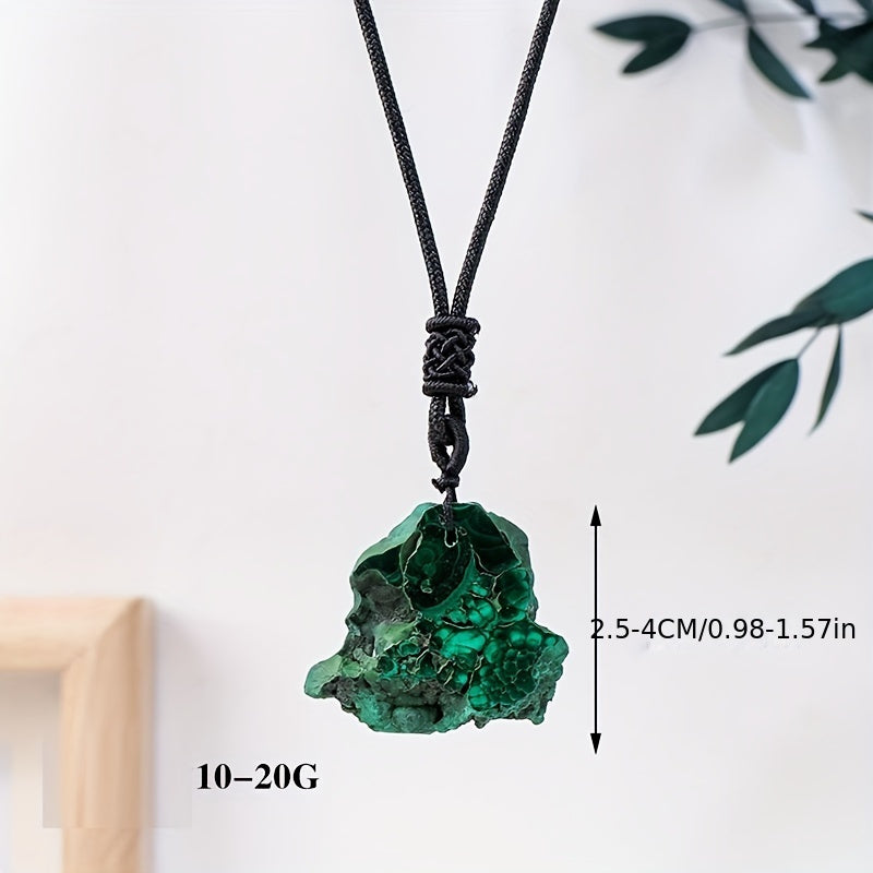 Collar de malaquita natural unisex, piedra cruda, piedra cortada irregular AAA.