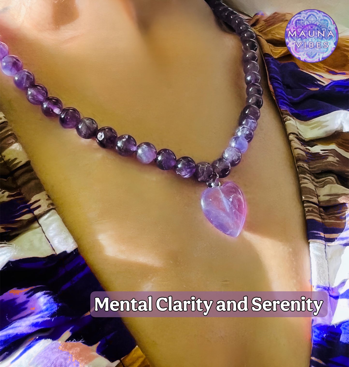 Collar con colgante de corazón de cuarzo rosa, amatista y ojo de tigre, hecho a mano con piedras preciosas para mujer: para amor, curación y protección, de Mauna Vibes.