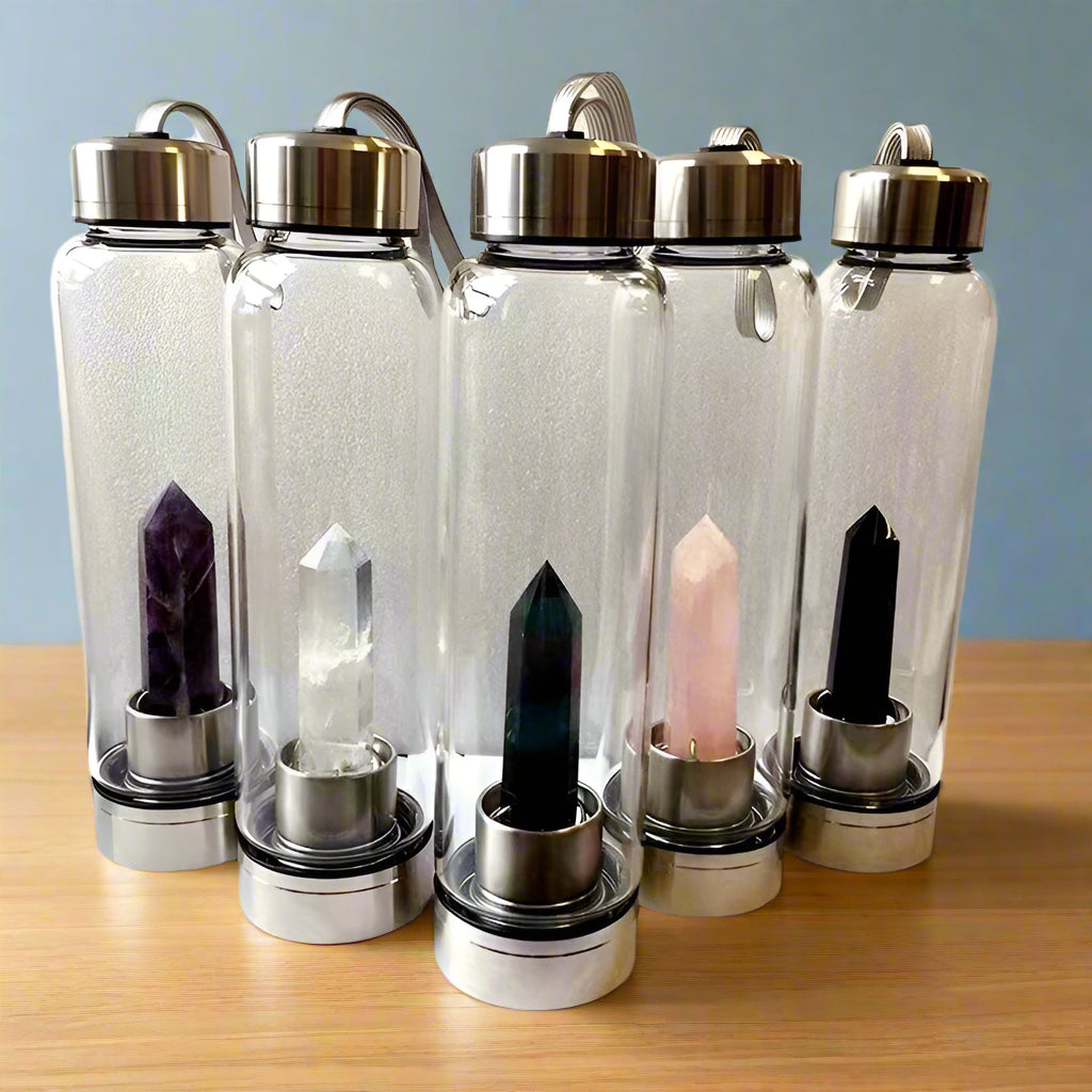 Crystal Tower Bottles with Gemstones