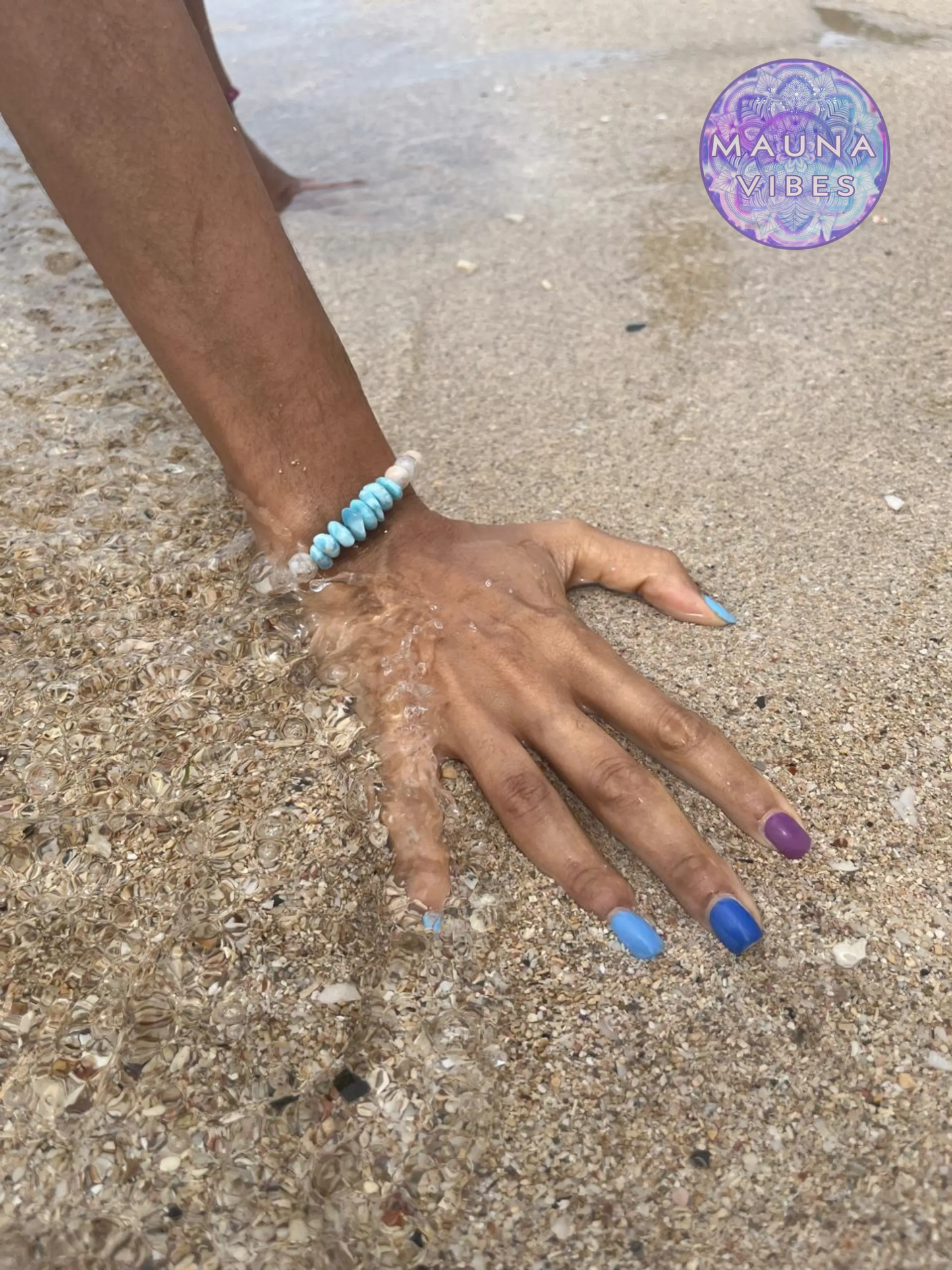 Larimar Bracelet with Citrine – Genuine Larimar Chips, 8mm Citrine Beads – Handmade Jewelry – Delicate Gift for Her – Caribbean Blue Stone.