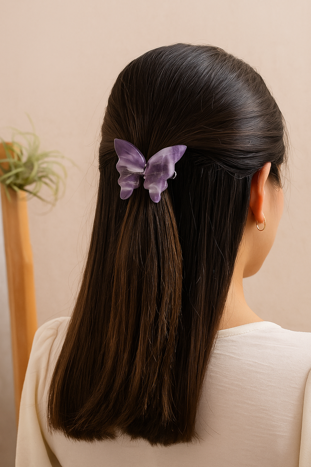 Crystal Gemstone Butterfly Hair Clip – Carved Natural Stones for Elegant Women’s Hairstyles