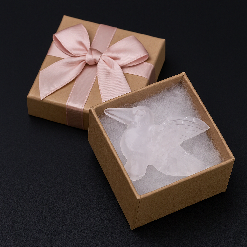 Clear Quartz Dove Carving – Hand-Carved Crystal Spiritual Bird Figurine for Collectors, Healing & Home Décor.