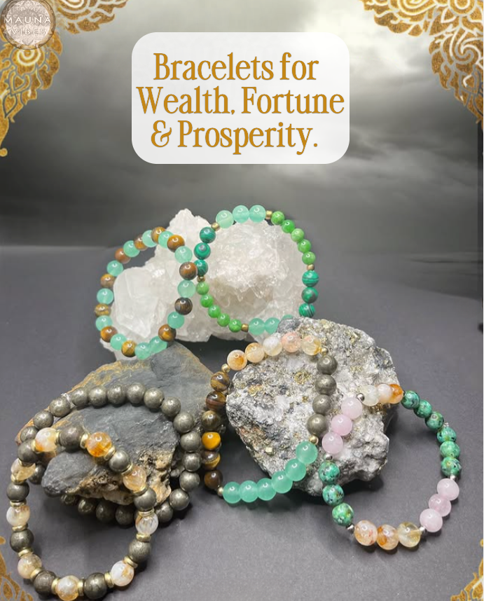 Pulseiras artesanais de prosperidade e boa sorte – joias de pedras preciosas para sucesso, abundância e dinheiro | Proteção de cura para homens e mulheres