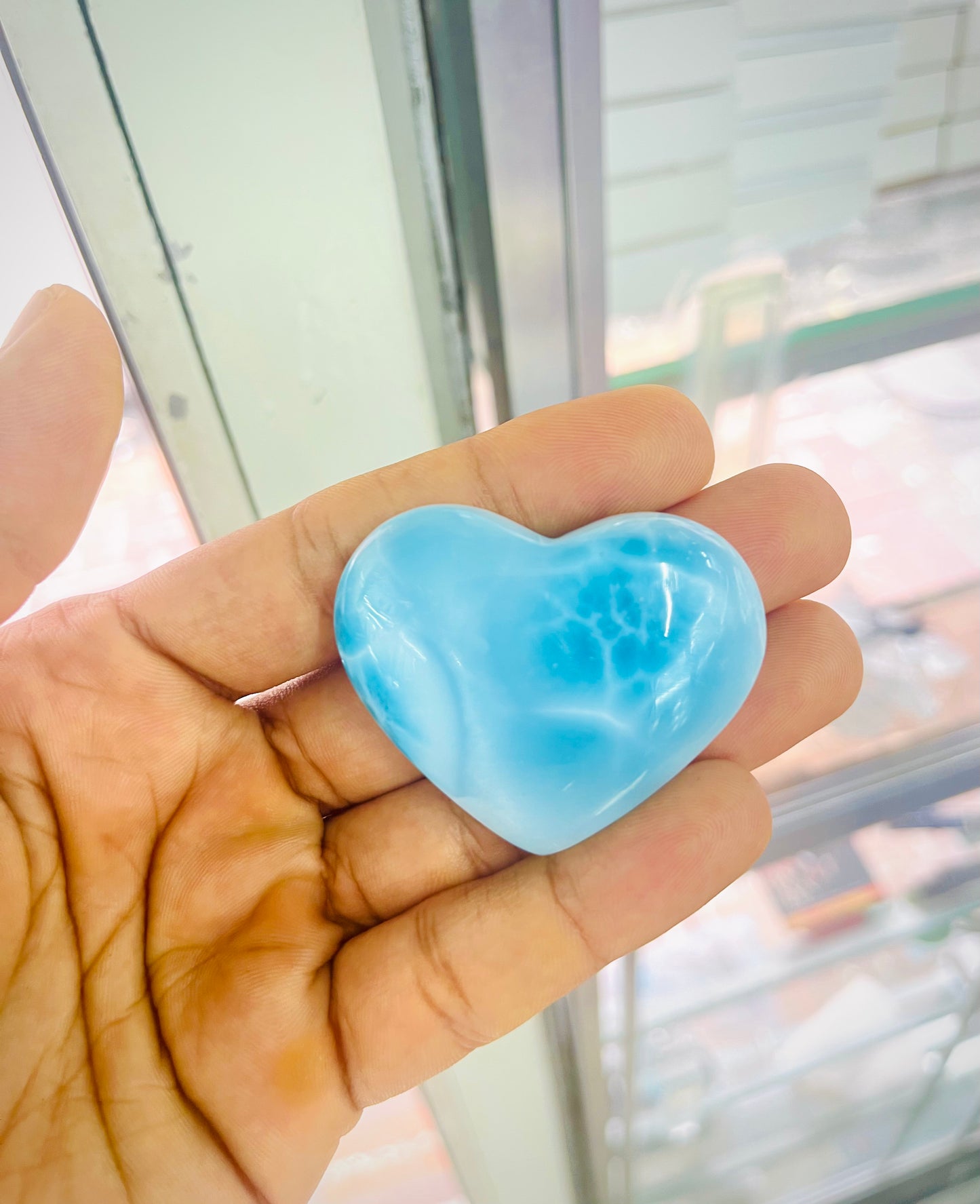 Big Larimar Heart Cabochon: Dominican Blue Crystal for Jewelry Making or Collection