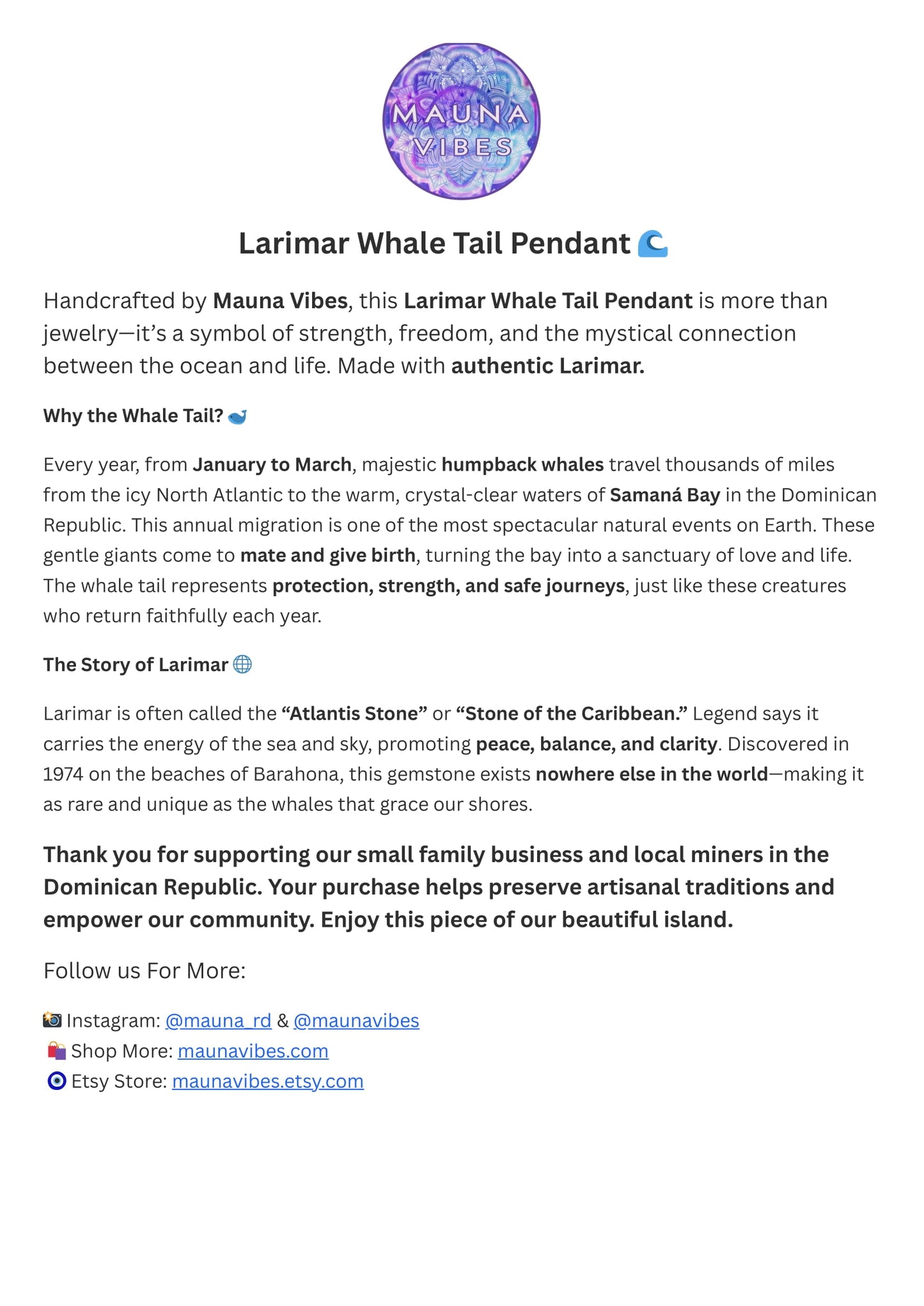 Larimar Tail Pendant – AAA Super Blue Larimar, Handmade Sterling Silver 925 Jewelry,Genuine Larimar, Made in the Dominican Republic