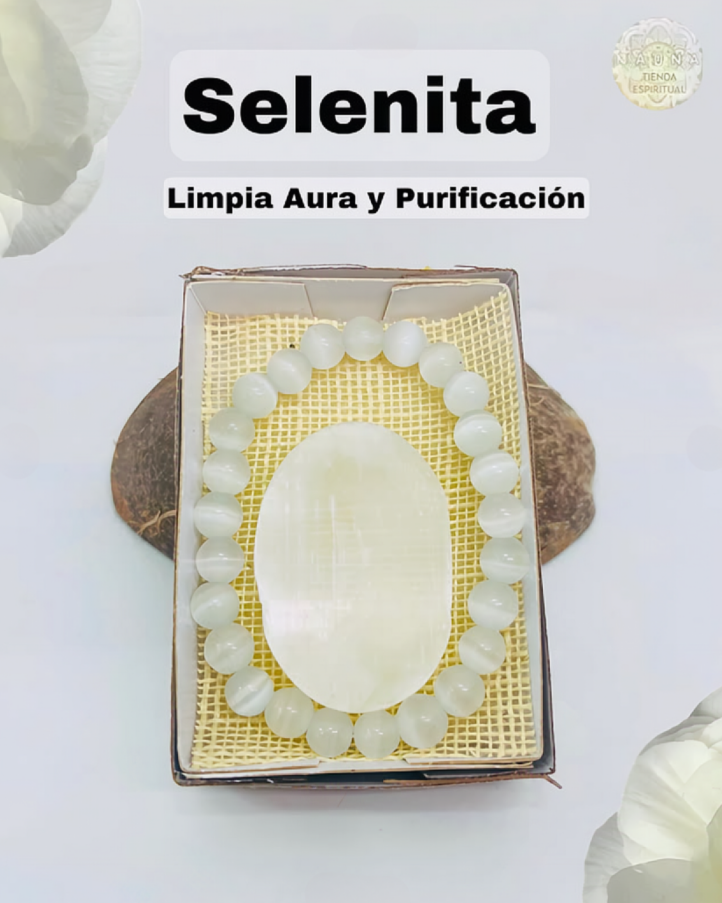 Pulsera de selenita – Joyería de cristal blanco natural de 8 mm | Pulsera espiritual y de paz para él o ella | Regalo de limpieza y claridad