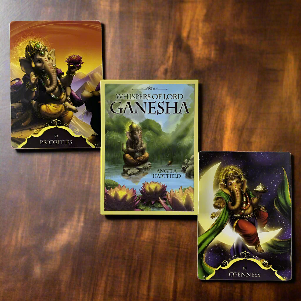 Whispers of Lord Ganesha Oracle Tarot Cards – 50 Full-Color Spiritual Guidance Deck | Divine Wisdom & Insight.