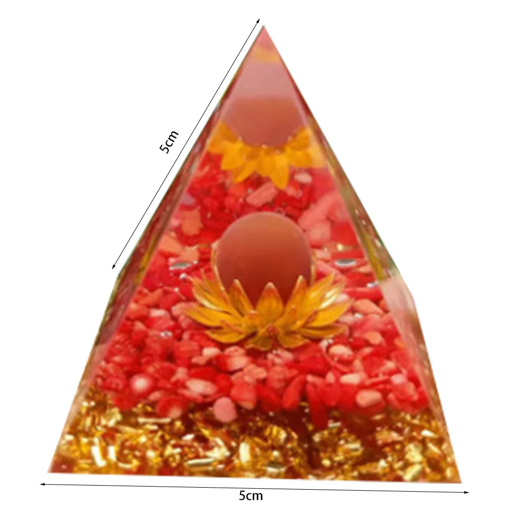 Pirâmide de Energia Orgonite com Pedras Naturais – Cura com Cristais, Ferramenta de Chakra, Proteção de Cobre, Anti-Radiação e EMF - Presente Espiritual Perfeito