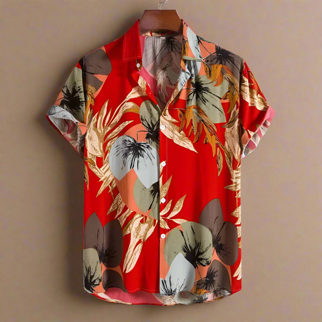 Camisa floral bohemia para hombre: ropa de playa liviana de verano para vacaciones, festivales y estilo informal.