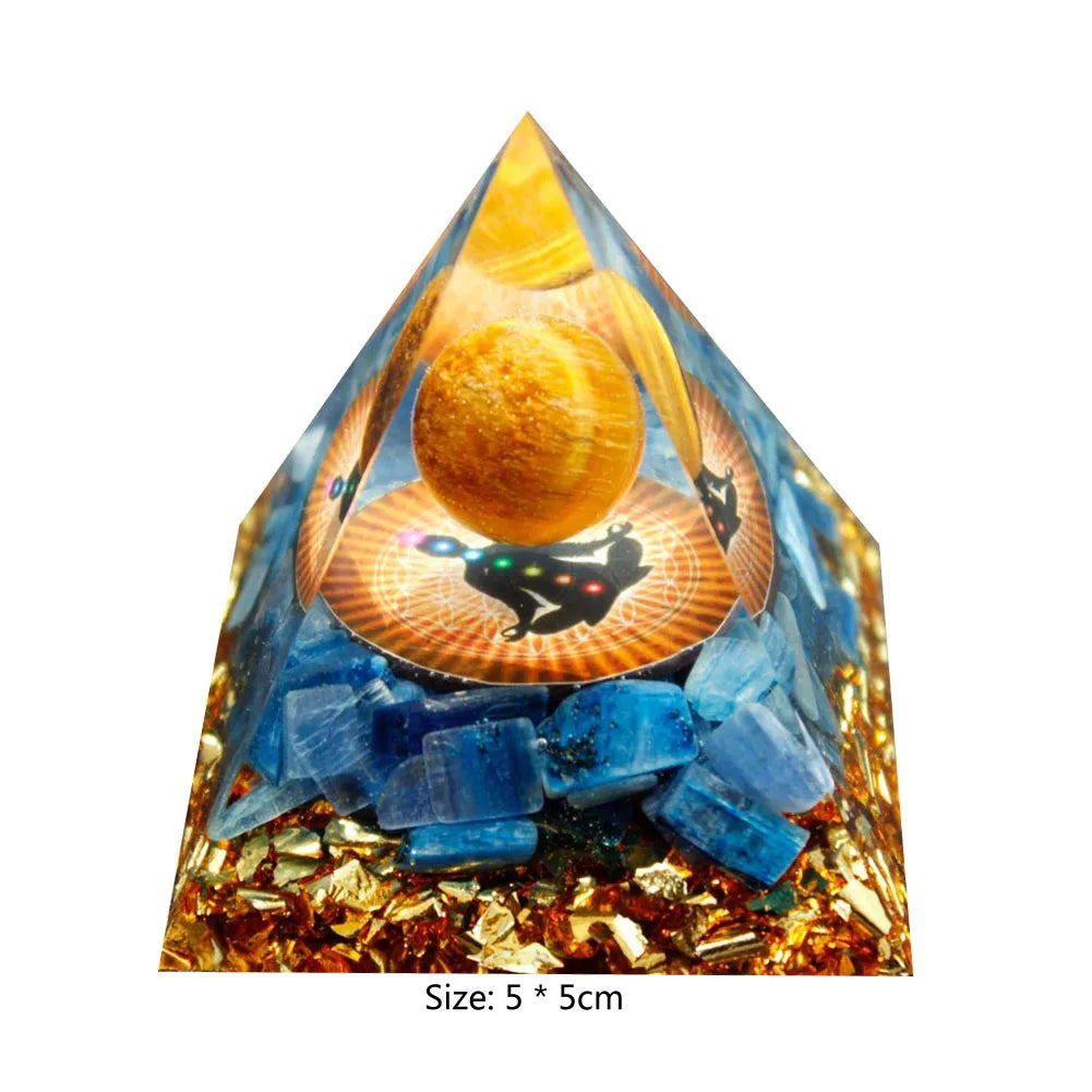 Pirâmide de Energia Orgonite com Pedras Naturais – Cura com Cristais, Ferramenta de Chakra, Proteção de Cobre, Anti-Radiação e EMF - Presente Espiritual Perfeito