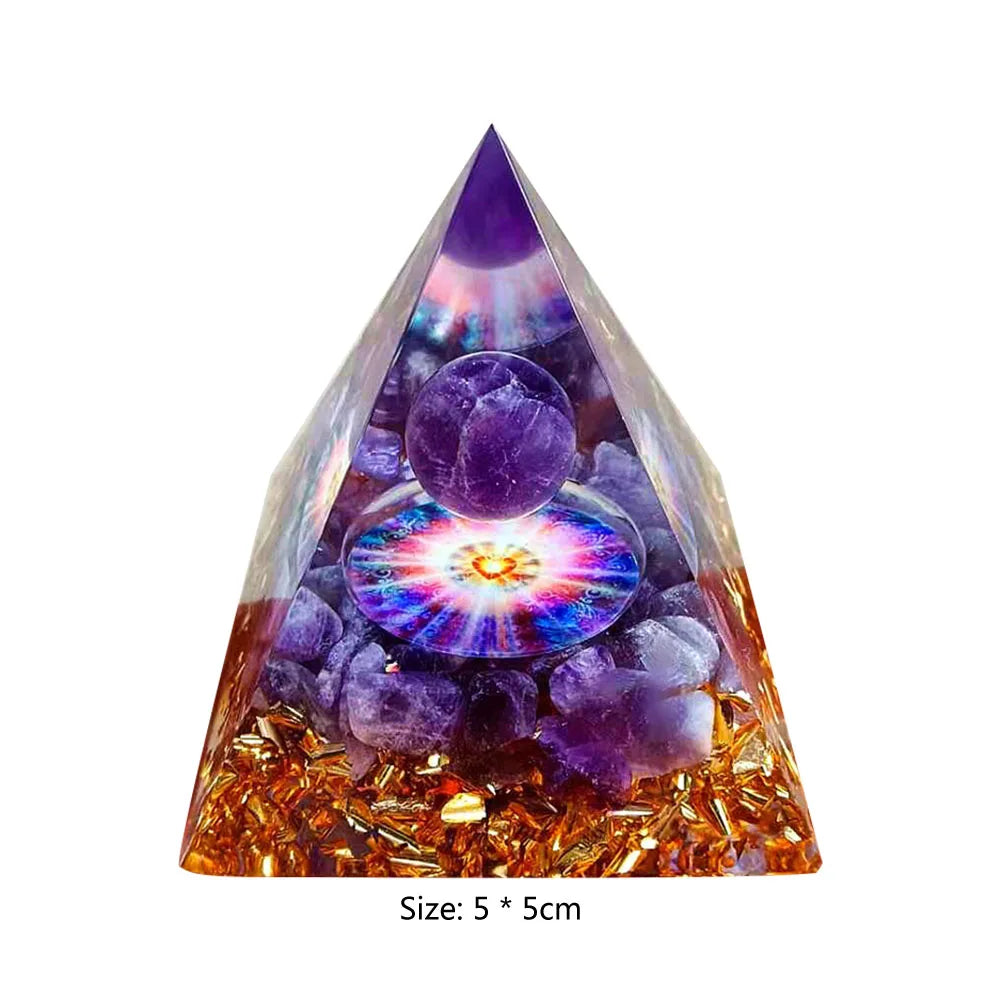 Pirâmide de Energia Orgonite com Pedras Naturais – Cura com Cristais, Ferramenta de Chakra, Proteção de Cobre, Anti-Radiação e EMF - Presente Espiritual Perfeito