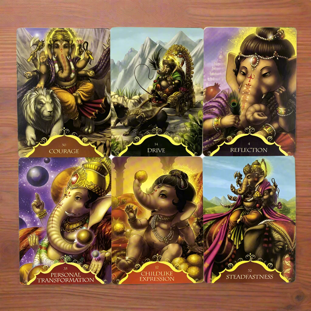 Whispers of Lord Ganesha Oracle Tarot Cards – 50 Full-Color Spiritual Guidance Deck | Divine Wisdom & Insight.