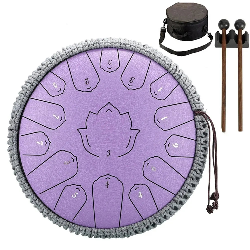 Sound Healing Steel Tongue Drum – 13” | 15-Note C Tone for Deep Relaxation, Meditation & Healing