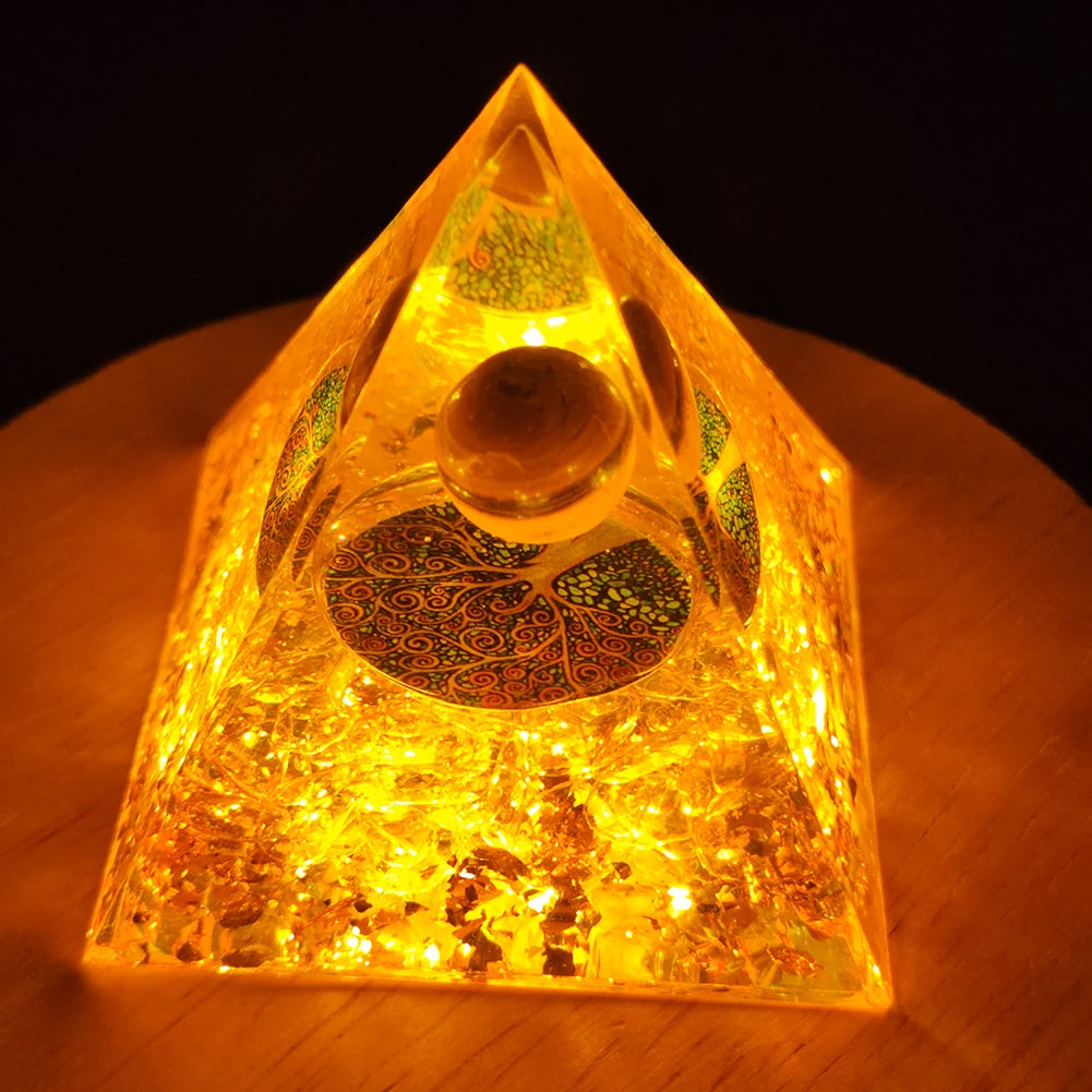 Pirâmide de Energia Orgonite com Pedras Naturais – Cura com Cristais, Ferramenta de Chakra, Proteção de Cobre, Anti-Radiação e EMF - Presente Espiritual Perfeito