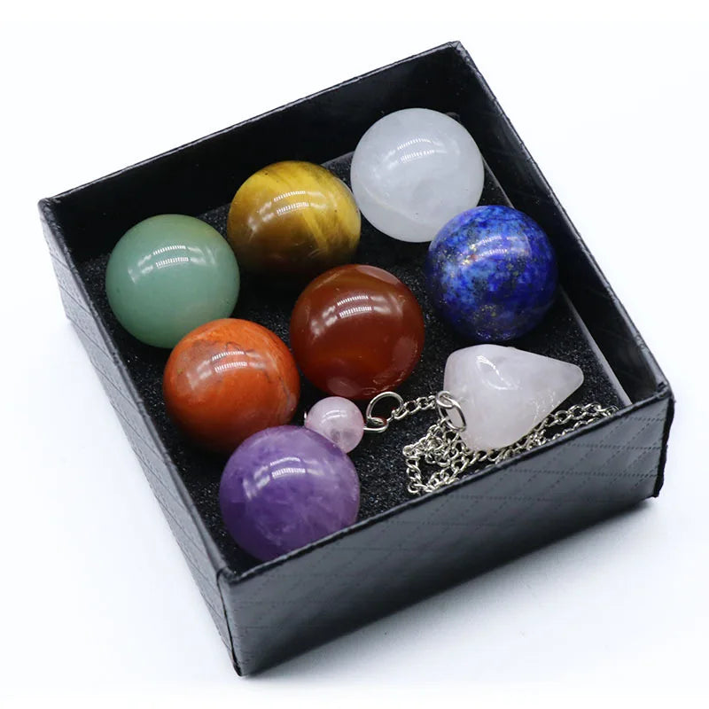 Natural Healing Quartz 7 Chakras Reiki Stones Mineral Collection Pendant Bracelet Necklace Jewelry Spiritual Products Gift Box