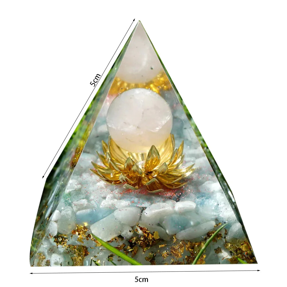 Pirâmide de Energia Orgonite com Pedras Naturais – Cura com Cristais, Ferramenta de Chakra, Proteção de Cobre, Anti-Radiação e EMF - Presente Espiritual Perfeito
