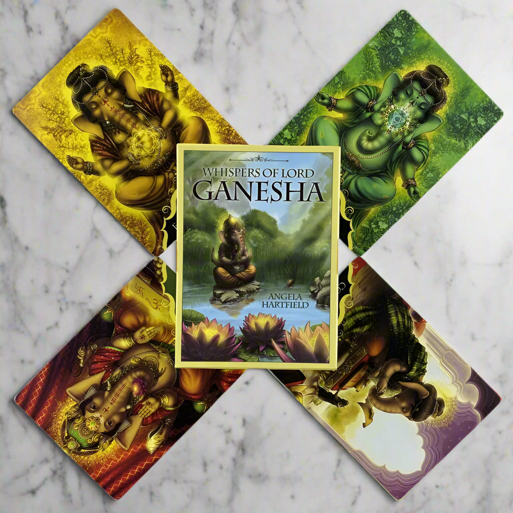 Whispers of Lord Ganesha Oracle Tarot Cards – 50 Full-Color Spiritual Guidance Deck | Divine Wisdom & Insight.