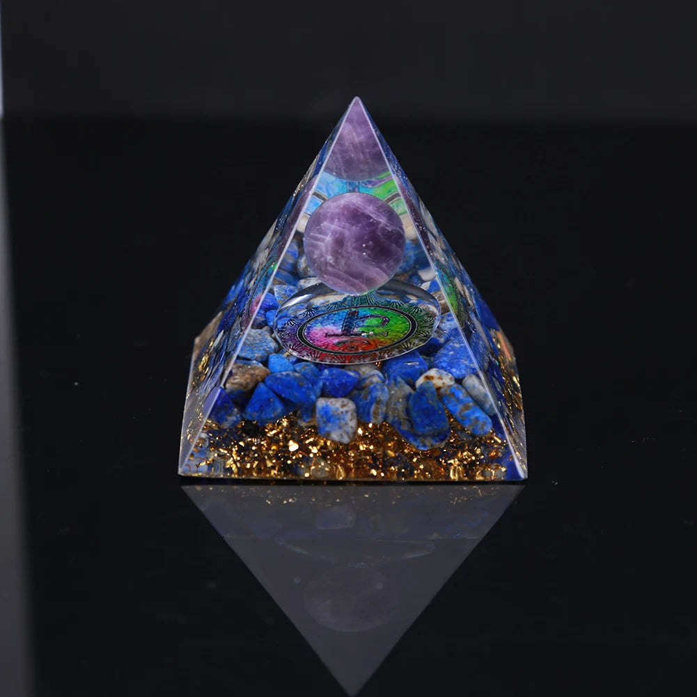 Pirâmide de Energia Orgonite com Pedras Naturais – Cura com Cristais, Ferramenta de Chakra, Proteção de Cobre, Anti-Radiação e EMF - Presente Espiritual Perfeito