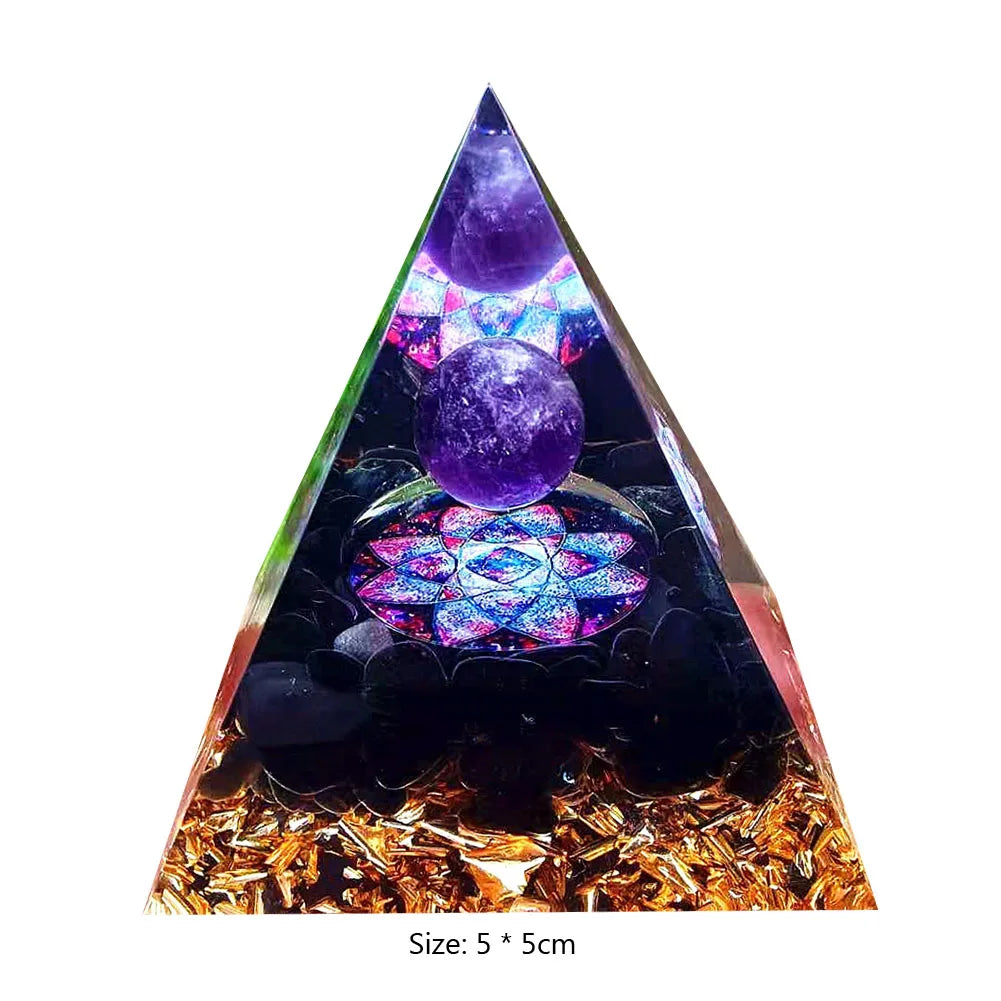 Pirâmide de Energia Orgonite com Pedras Naturais – Cura com Cristais, Ferramenta de Chakra, Proteção de Cobre, Anti-Radiação e EMF - Presente Espiritual Perfeito