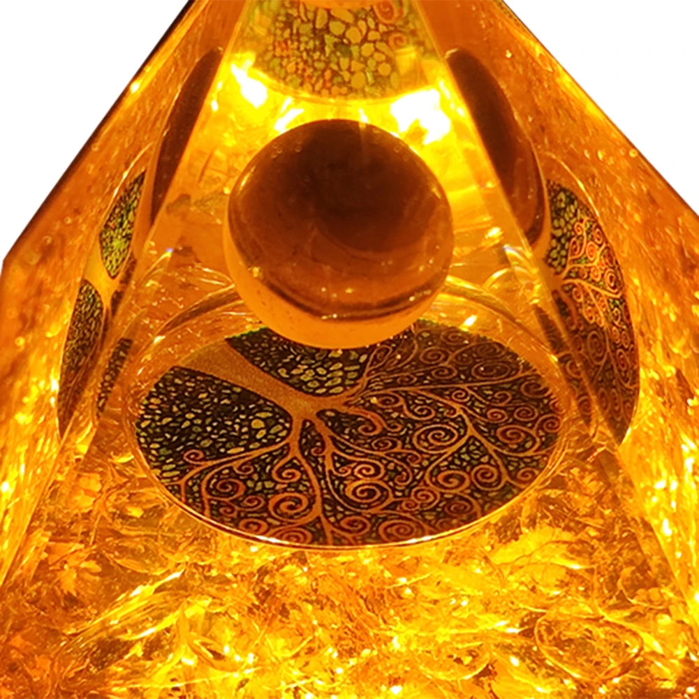 Pirâmide de Energia Orgonite com Pedras Naturais – Cura com Cristais, Ferramenta de Chakra, Proteção de Cobre, Anti-Radiação e EMF - Presente Espiritual Perfeito