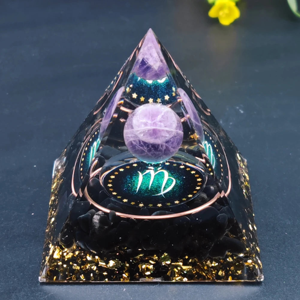 Pirâmide de Energia Orgonite com Pedras Naturais – Cura com Cristais, Ferramenta de Chakra, Proteção de Cobre, Anti-Radiação e EMF - Presente Espiritual Perfeito