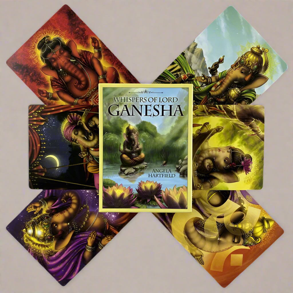 Whispers of Lord Ganesha Oracle Tarot Cards – 50 Full-Color Spiritual Guidance Deck | Divine Wisdom & Insight.