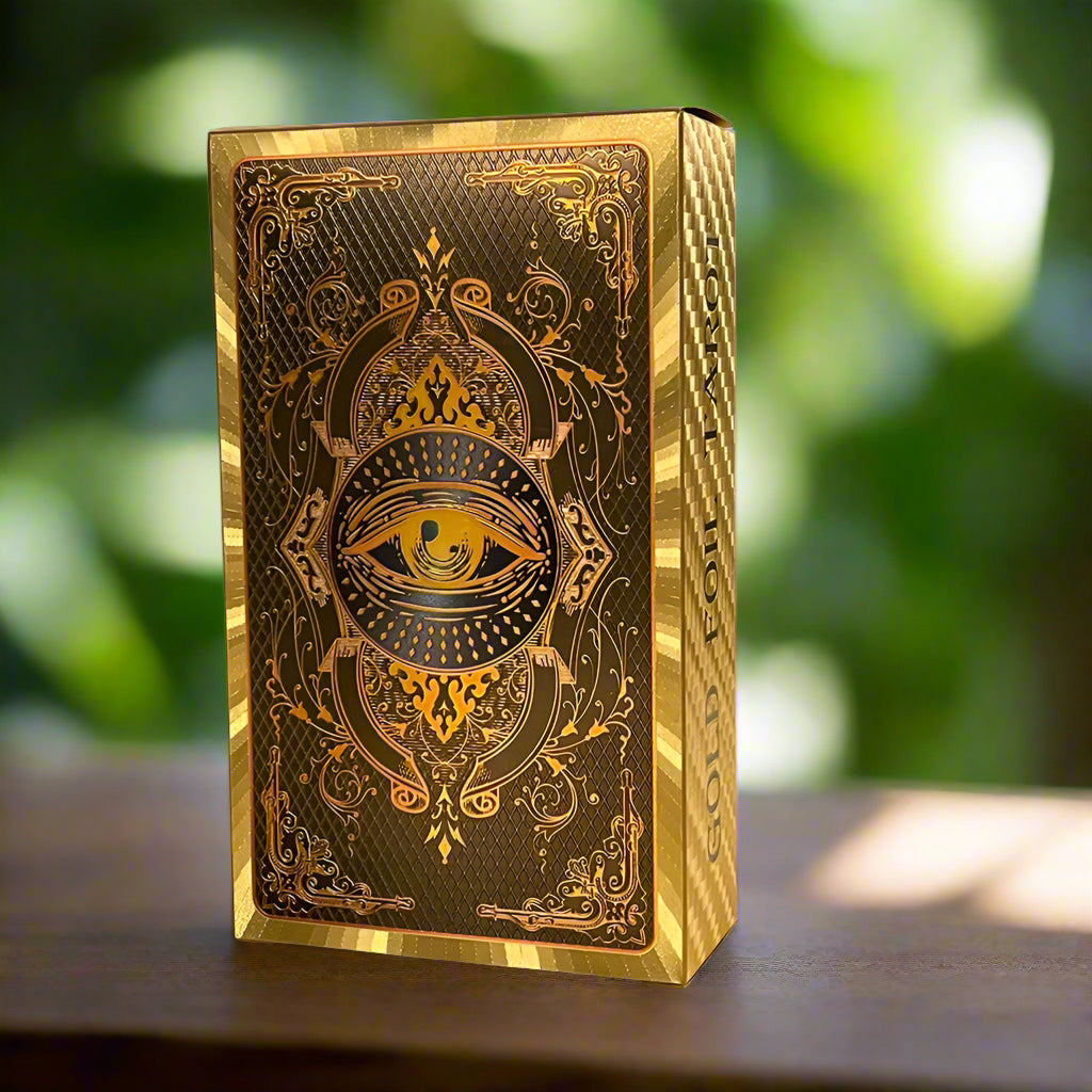 Baraja de Tarot El Loco – 78 Cartas Doradas en Español e Inglés – Incluye Guía Física para Principiantes y Expertos.
