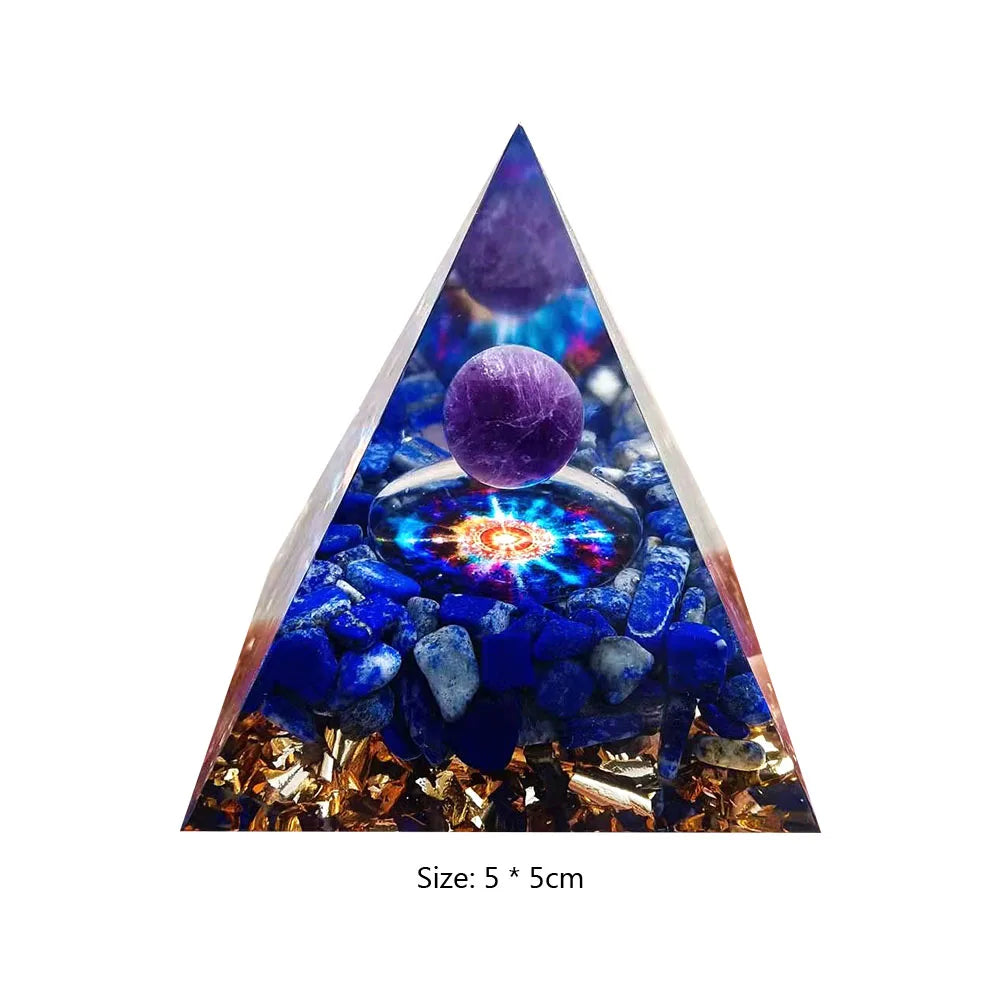 Pirâmide de Energia Orgonite com Pedras Naturais – Cura com Cristais, Ferramenta de Chakra, Proteção de Cobre, Anti-Radiação e EMF - Presente Espiritual Perfeito
