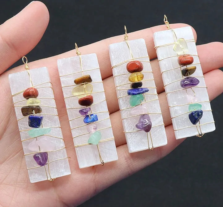 Natural Healing Quartz 7 Chakras Reiki Stones Mineral Collection Pendant Bracelet Necklace Jewelry Spiritual Products Gift Box