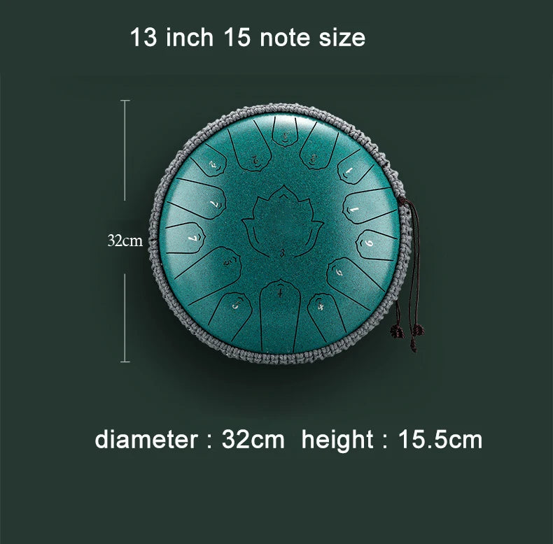 Sound Healing Steel Tongue Drum – 13” | 15-Note C Tone for Deep Relaxation, Meditation & Healing