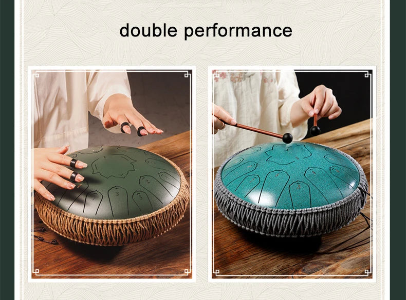 Sound Healing Steel Tongue Drum – 13” | 15-Note C Tone for Deep Relaxation, Meditation & Healing