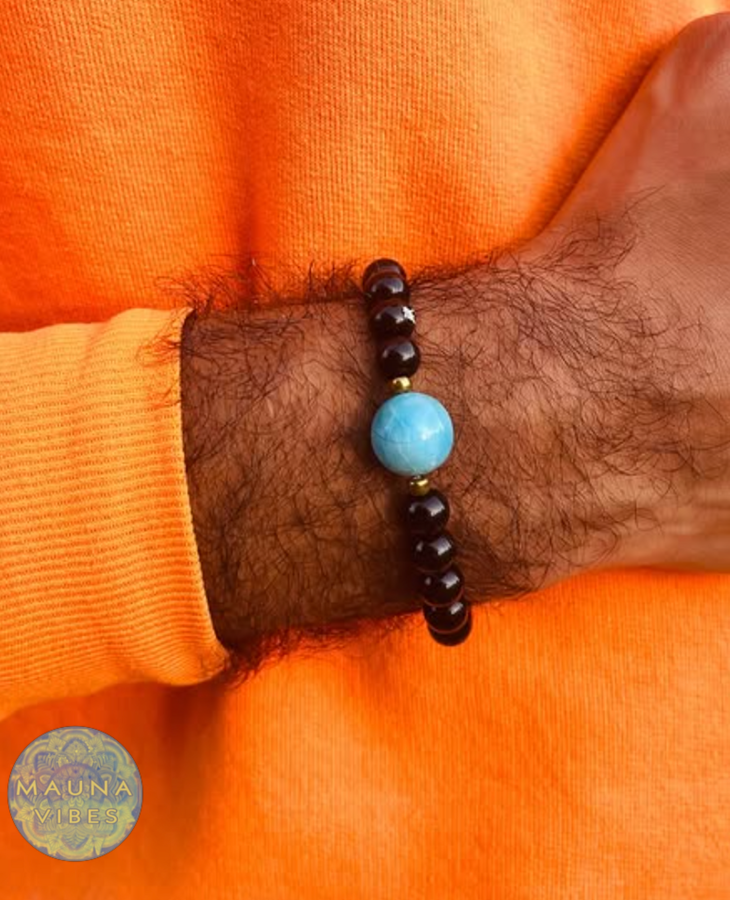 Coleção de pulseiras Larimar com quartzo rosa, ametista, olho de tigre e obsidiana | Joias de cristal com pedras preciosas para equilíbrio e proteção.