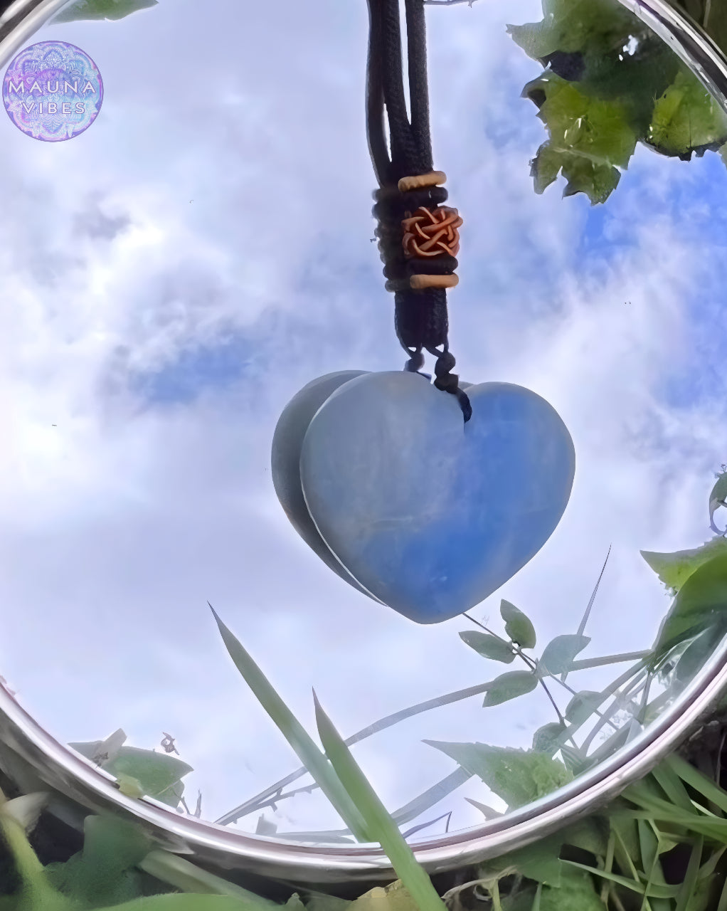 Collar de corazón de celestina natural para mujer: sanación espiritual, intuición y energía serena