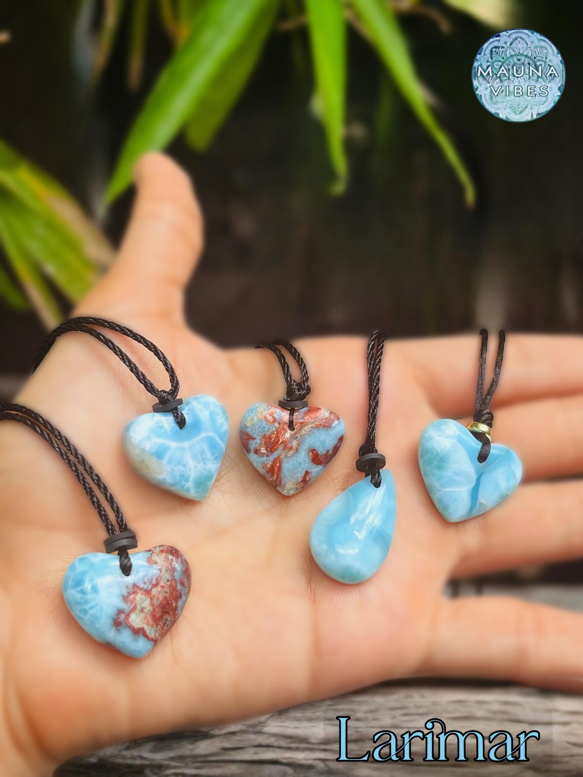 Collar de Corazón de Piedra Larimar de República Dominicana - Colgante de piedra preciosa azul caribeña - Joyería de cristal curativo - Regalo hecho a mano - Unisex