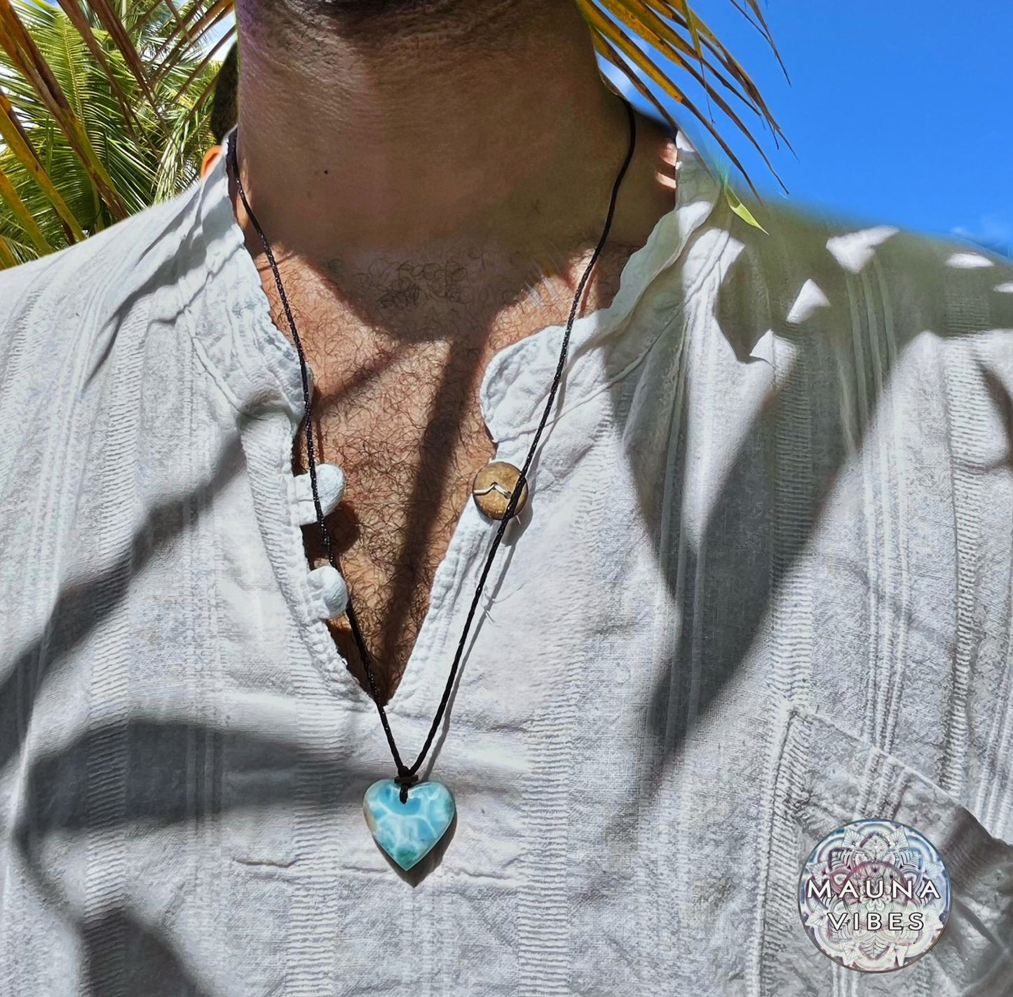 Collar de Corazón de Piedra Larimar de República Dominicana - Colgante de piedra preciosa azul caribeña - Joyería de cristal curativo - Regalo hecho a mano - Unisex