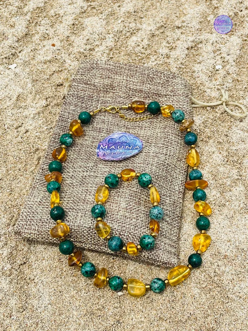 Collar de ámbar dominicano y crisocola, chapado en oro, pulsera para mujer, regalo elegante, regalo de cumpleaños, regalo de aniversario
