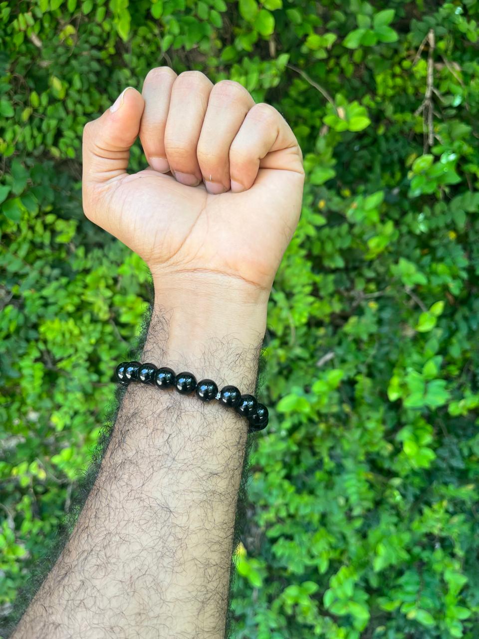 Pulsera de obsidiana larimar con chips de larimar - Pulsera de piedras preciosas para hombres y mujeres.