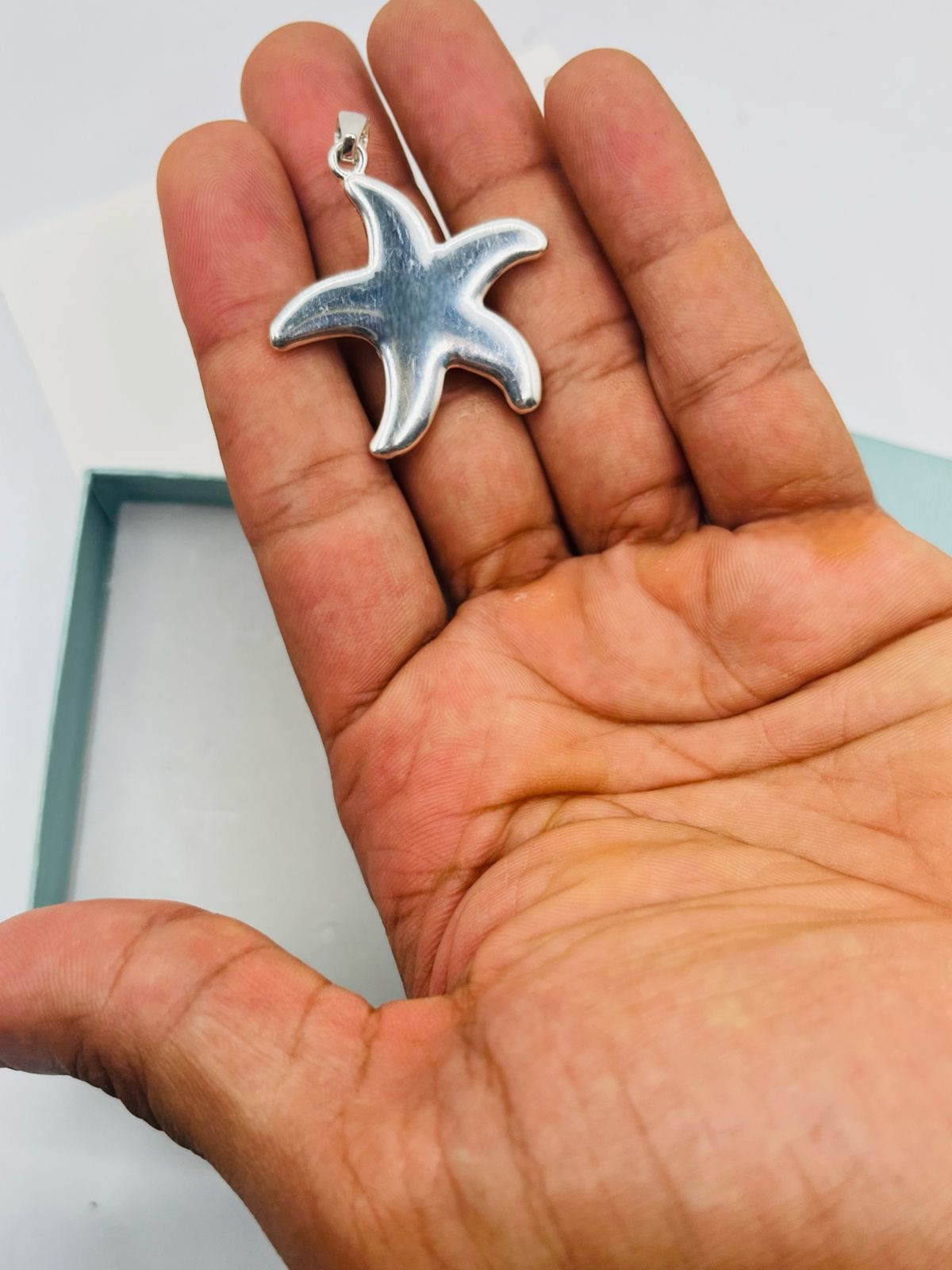 Larimar Starfish Pendant Necklace With 925 Sterling Silver Hook Ocean Jewelry Gift
