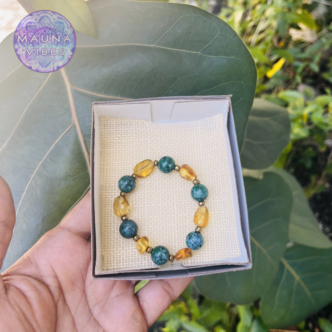 Collar de ámbar dominicano y crisocola, chapado en oro, pulsera para mujer, regalo elegante, regalo de cumpleaños, regalo de aniversario