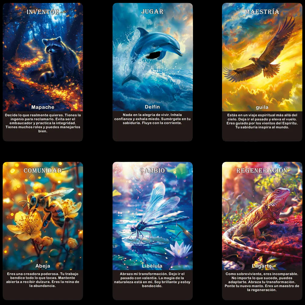 Baralho Oráculo Espanhol – Cartas Oráculo de Animais Espirituais ✨