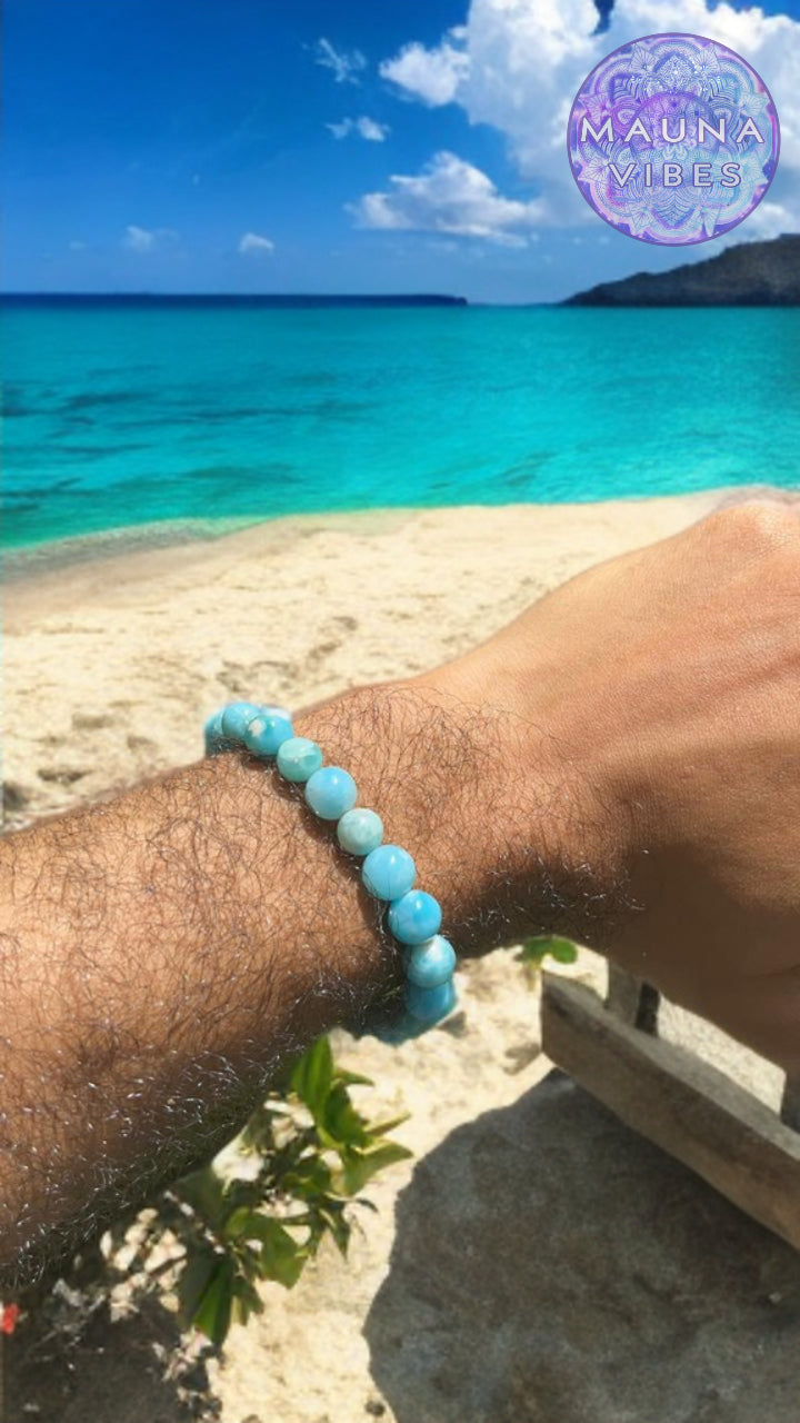 Pulsera de Larimar Natural de Alta Calidad – Hecha a Mano en República Dominicana