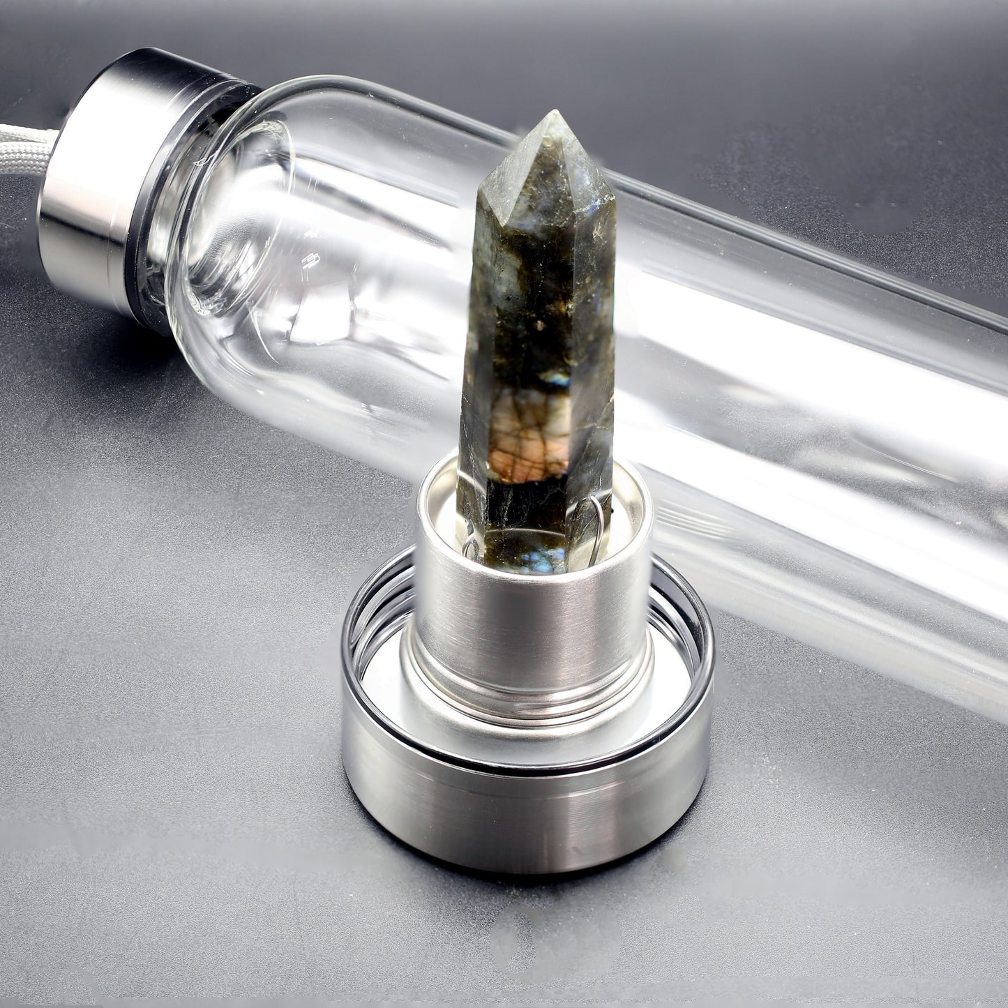Botella de agua con infusión de cristales: botella de piedras preciosas naturales para sanación energética y bienestar de Mauna Vibes 💎✨