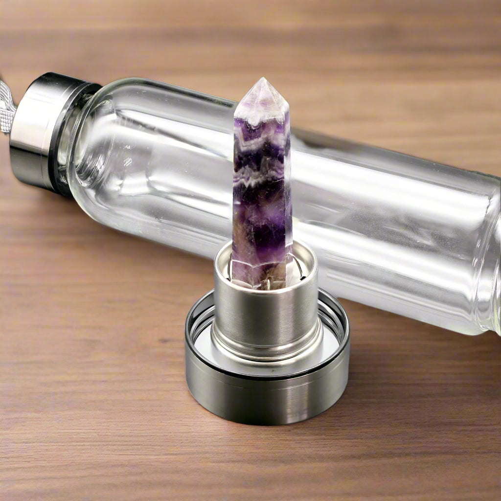 Botella de agua con infusión de cristales: botella de piedras preciosas naturales para sanación energética y bienestar de Mauna Vibes 💎✨