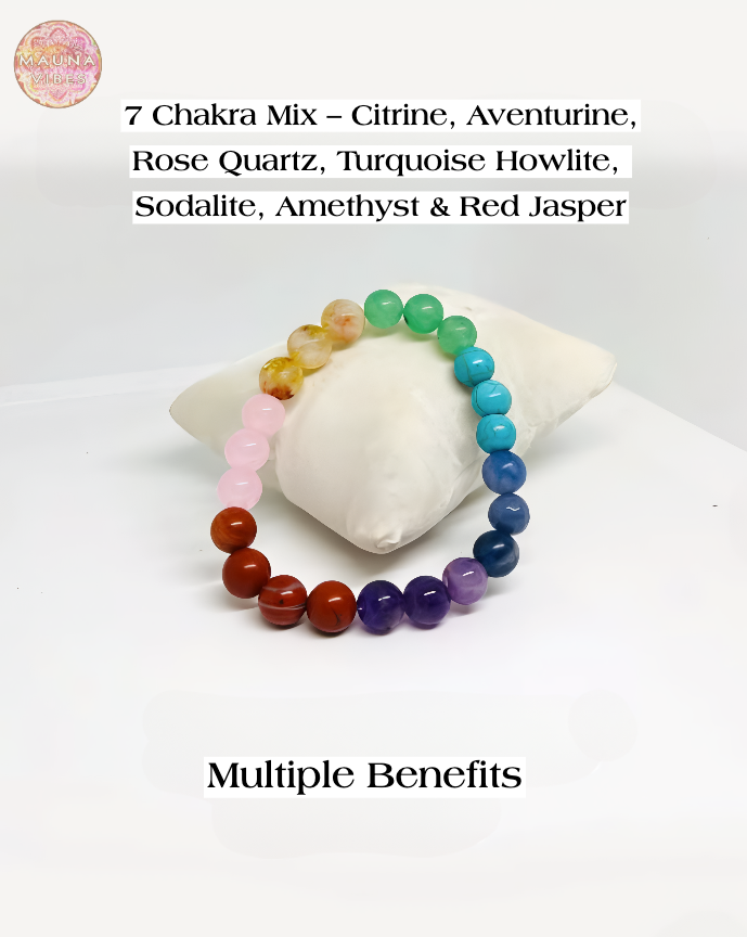 Pulseras de los 7 Chakras: Amatista, Ojo de Tigre, Cuarzo Rosa y más | Equilibrio, Sanación, Amor y Protección | Regalo perfecto para hombres y mujeres