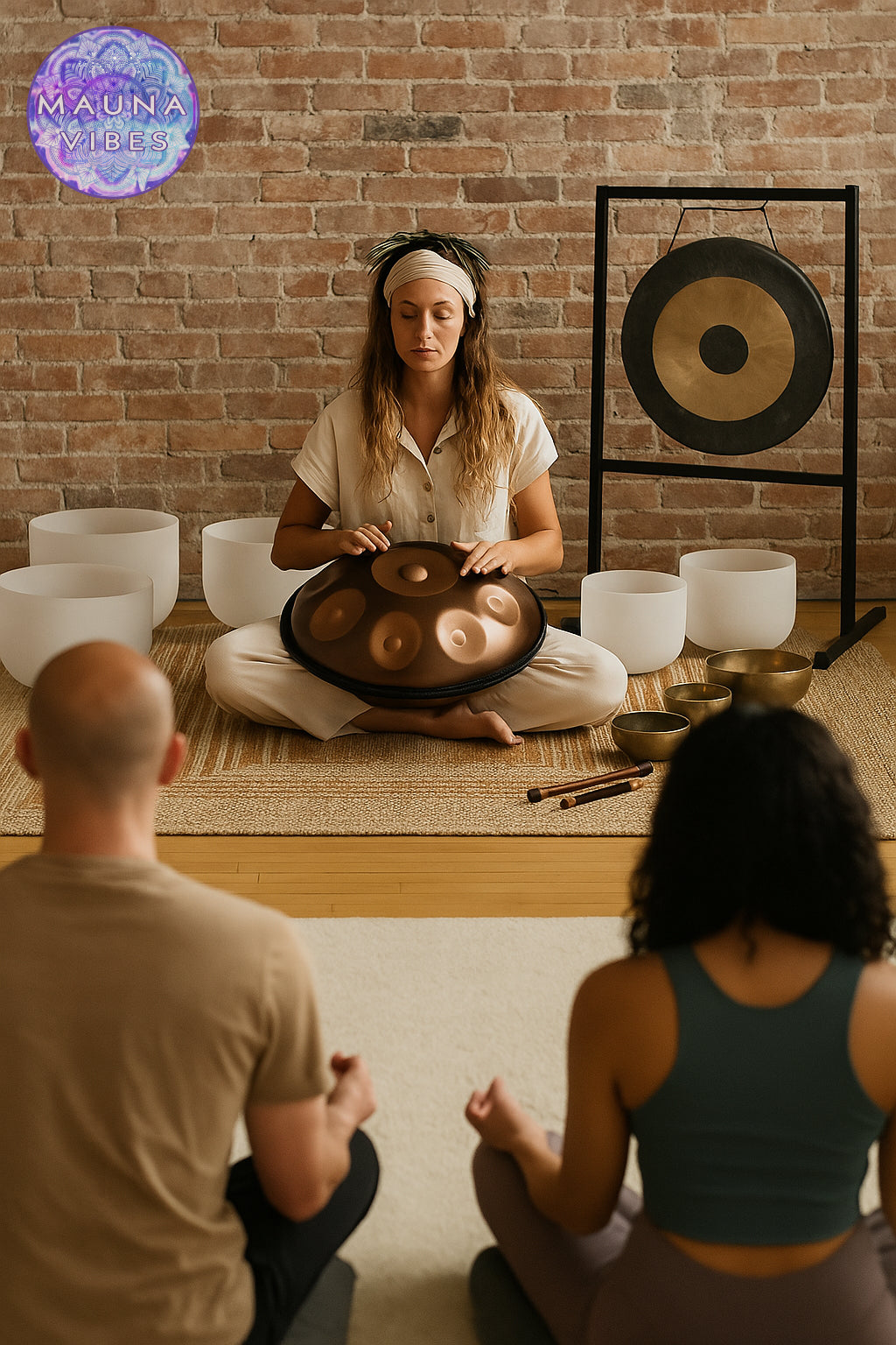 Tambor Handpan em Ré menor curdo – 9, 10 ou 12 notas (440 Hz) – Tambor de mão de aço de 22” com borda de vime trançado – Perfeito para cura sonora, ioga e meditação.