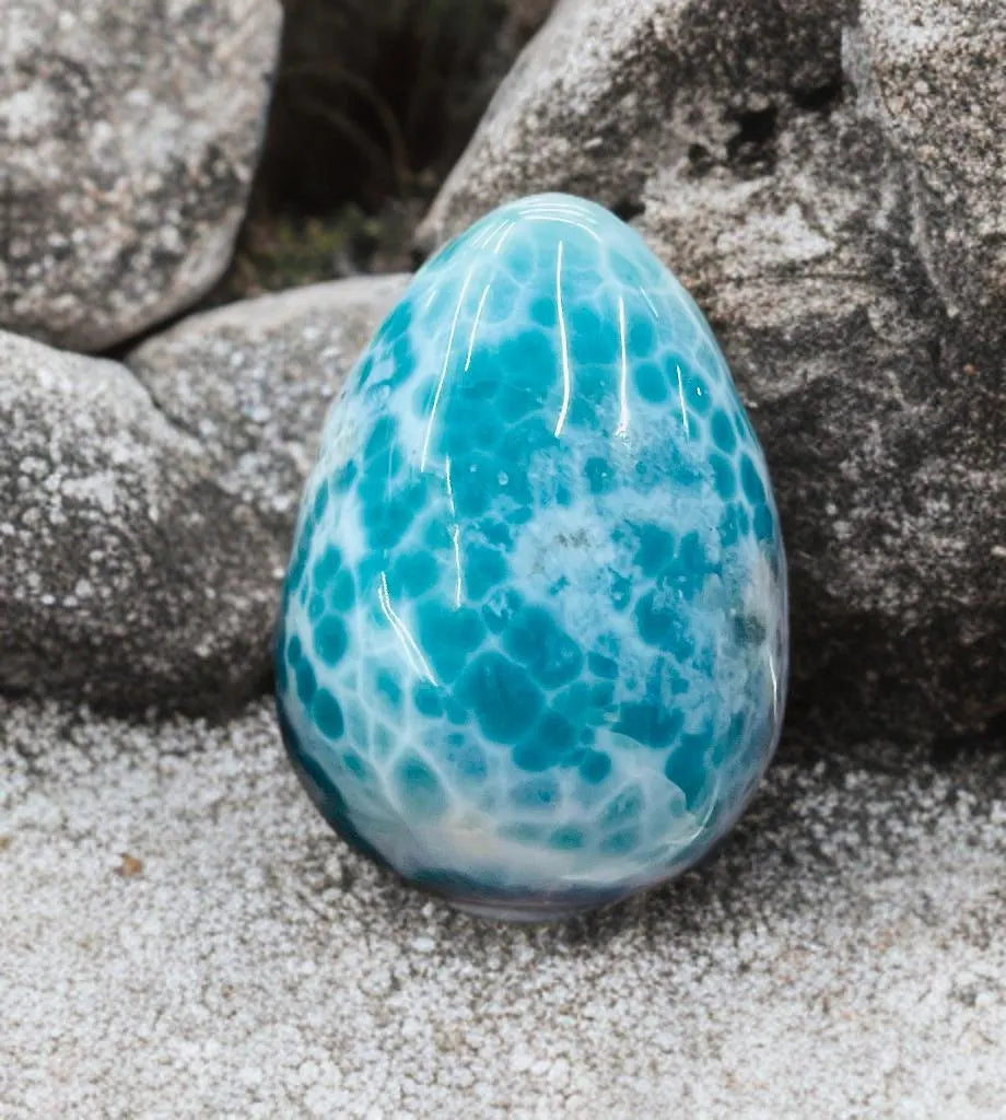 Larimar Egg: Dominican Blue Gemstone for Reiki or Crystal Decor
