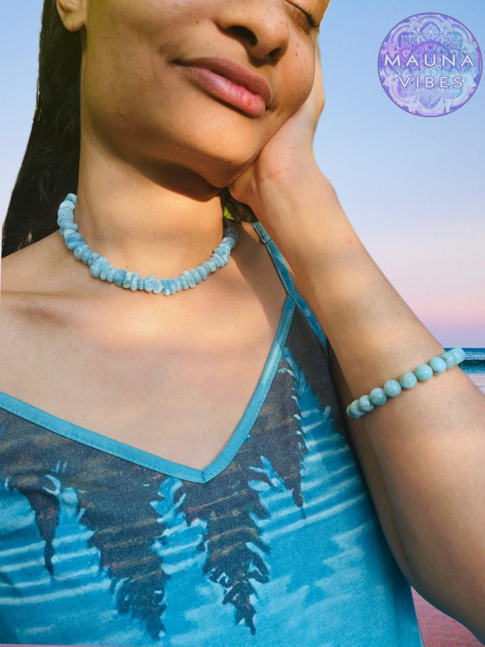 Pulsera de Larimar Natural de Alta Calidad – Hecha a Mano en República Dominicana