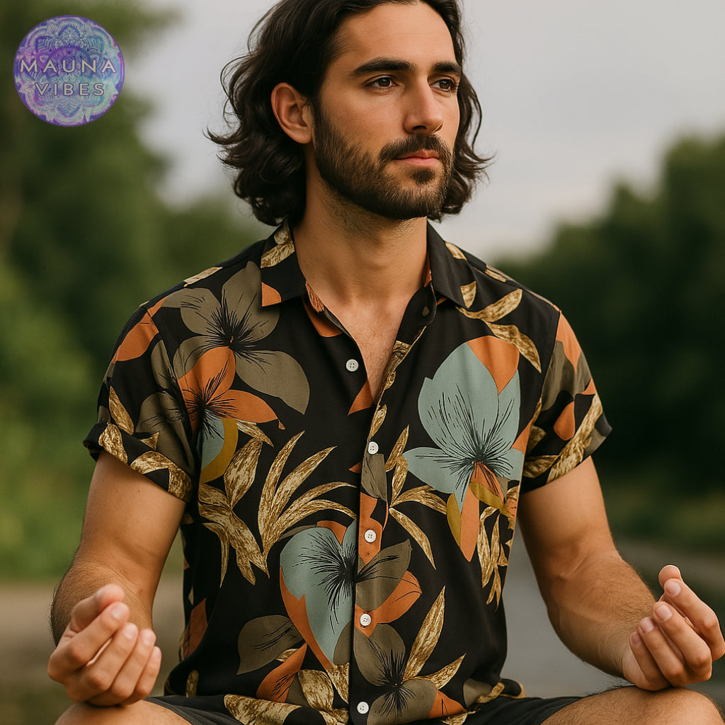 Camisa floral bohemia para hombre: transpirable, de verano, ideal para playa, festivales y un estilo informal.